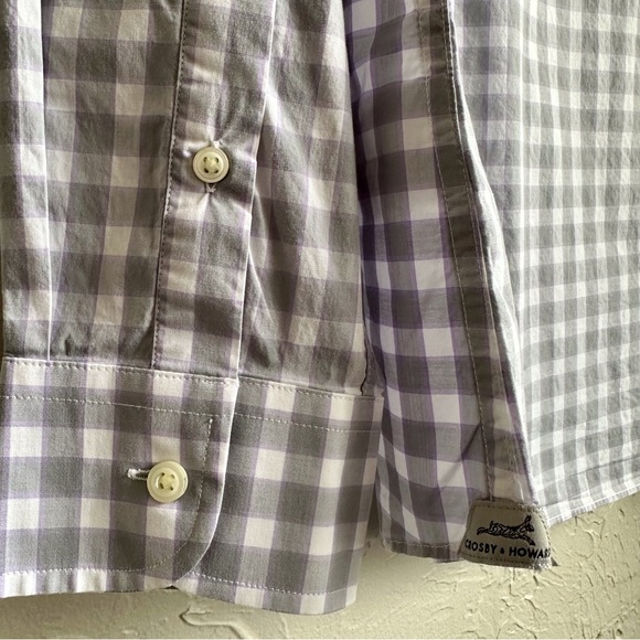 Crosby & Howard Gray White Purple Check Long Sleeve Mens Shirt Button Down Sz Lg - Picture 14 of 14